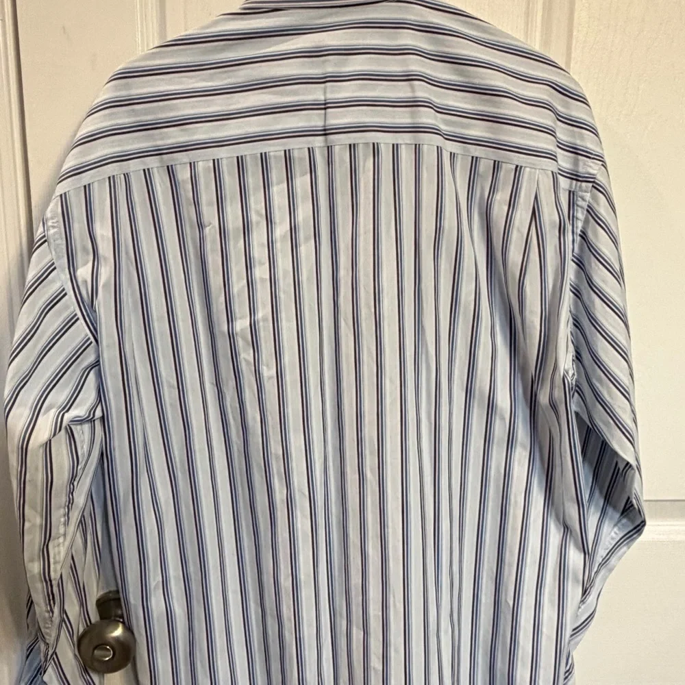 Johnston & Murphy Men's Striped Dress Shirt - White and Blue size large - Picture 4 of 4